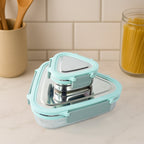 Triangle stainless steel lunch box set stacked compactly