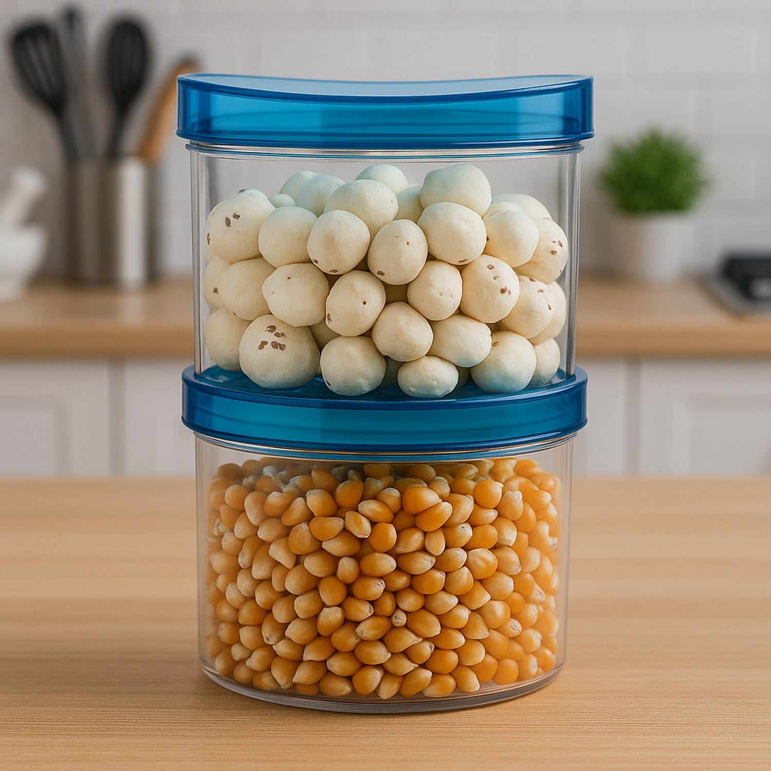 Airtight seal mechanism on the black lid of an unbreakable food container, ensuring freshness.