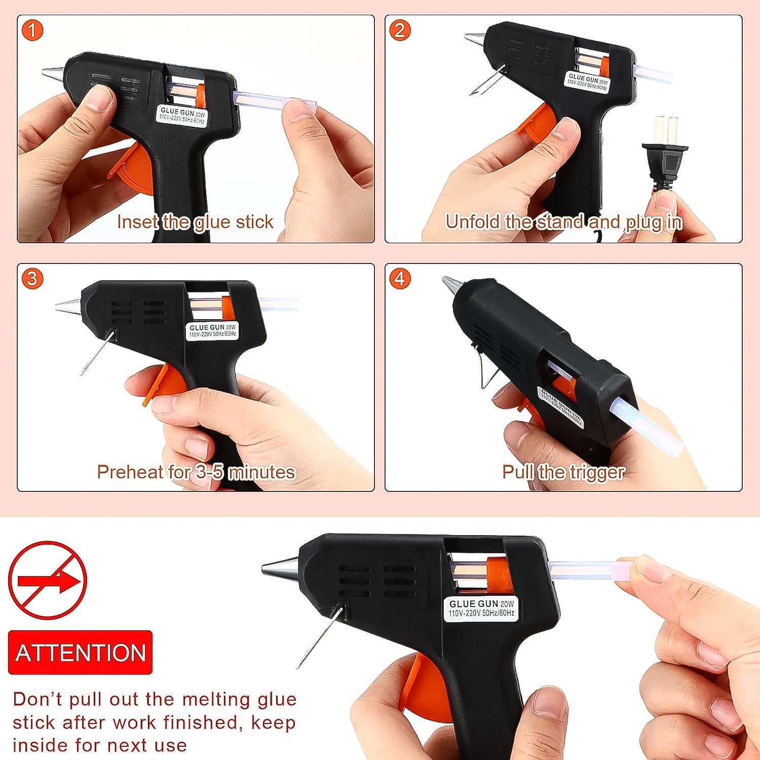 Side angle showing ergonomic design of professional glue gun