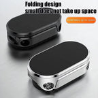 The magnetic phone holder mounted on a windshield, offering clear visibility.