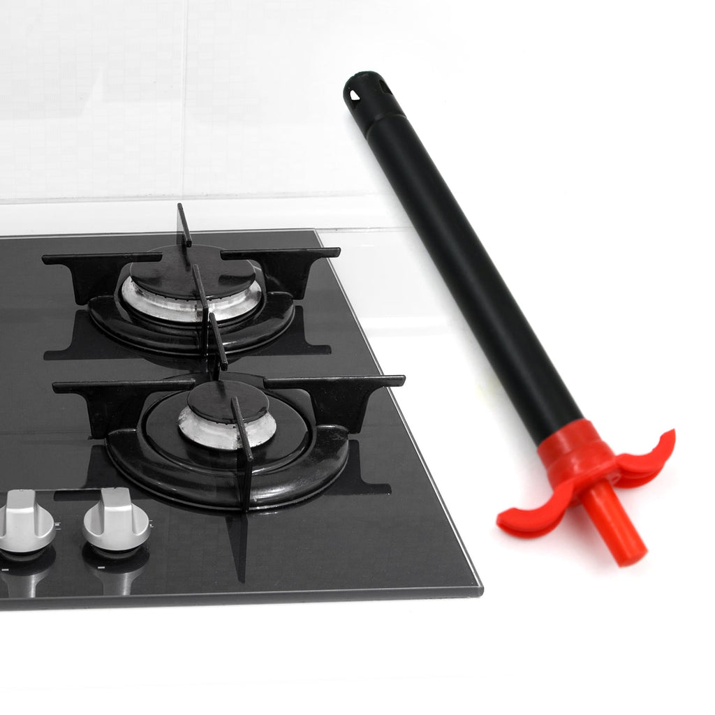 Ergonomic handle of the FirePot stainless steel gas lighter for comfortable grip.