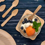 Single 160mm disposable wooden spoon with a smooth natural finish.