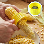 Close-up view of corn stripper cutter blade showing circular blade for kernel removal