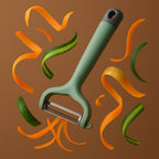 Compact vegetable peeler stored in kitchen drawer