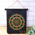 Foldable magnetic dart board set with double-sided design hanging on wall