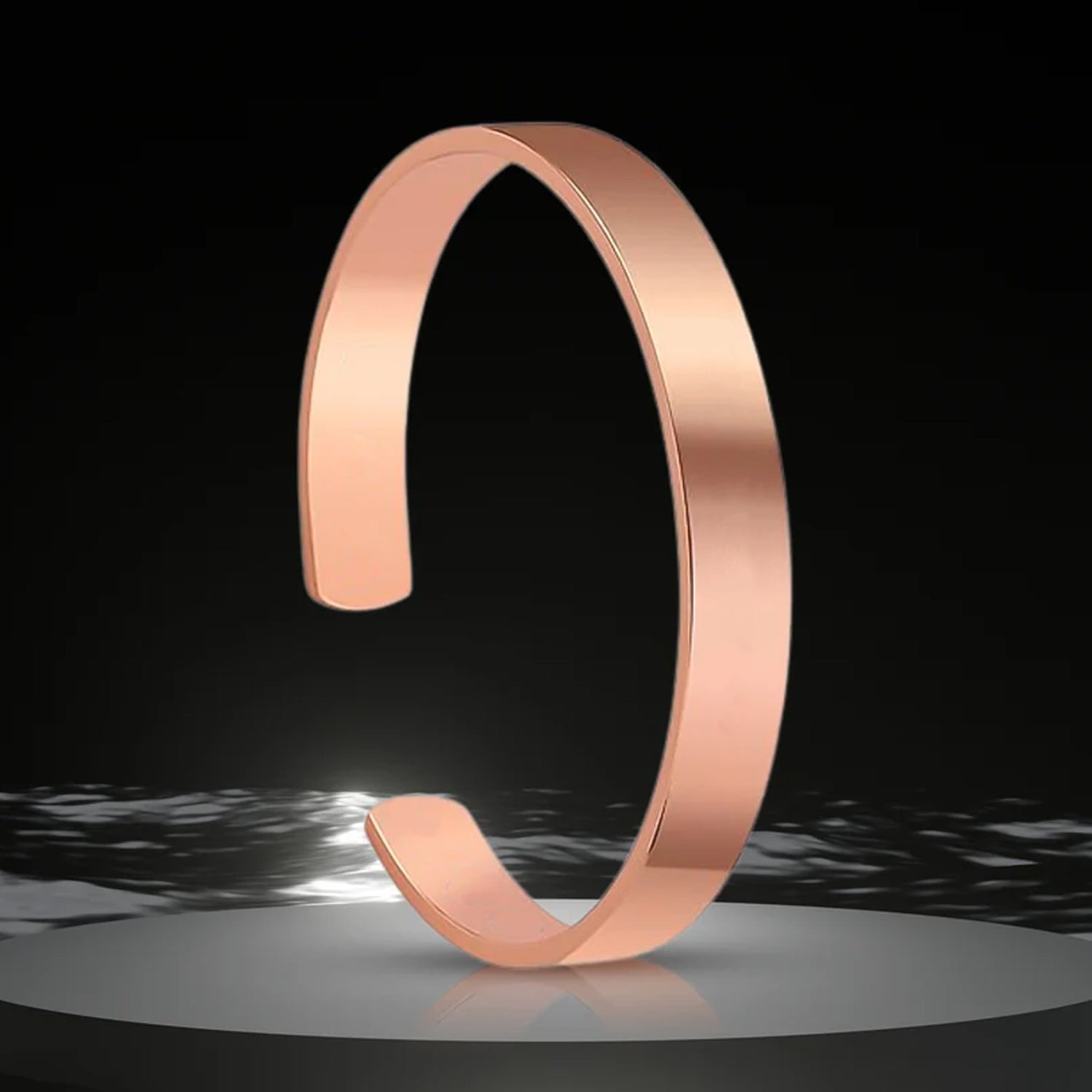Rose gold-plated open cuff bracelet with minimalist design