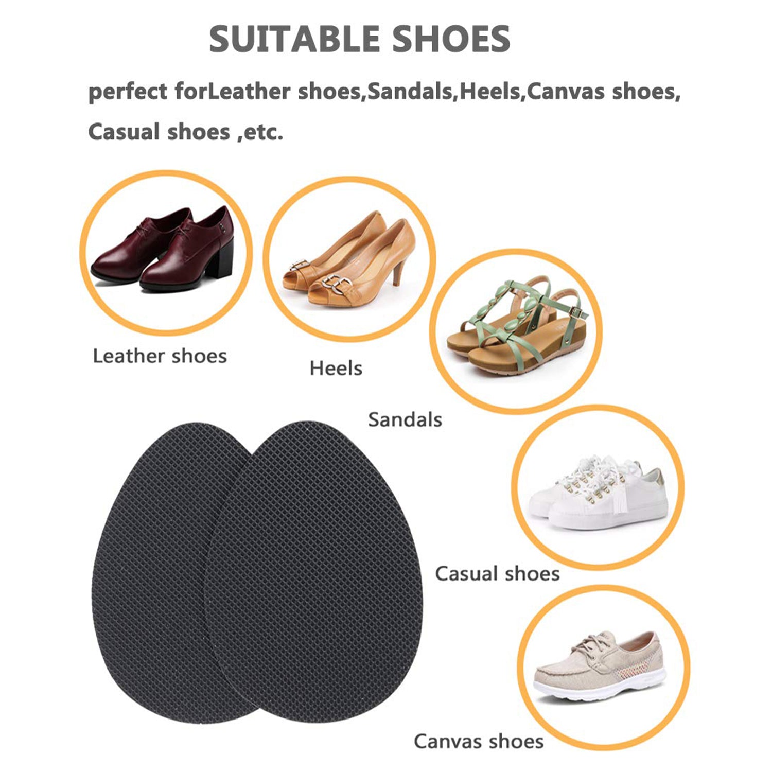 Sleek anti-slip shoe grip stickers applied on high heels