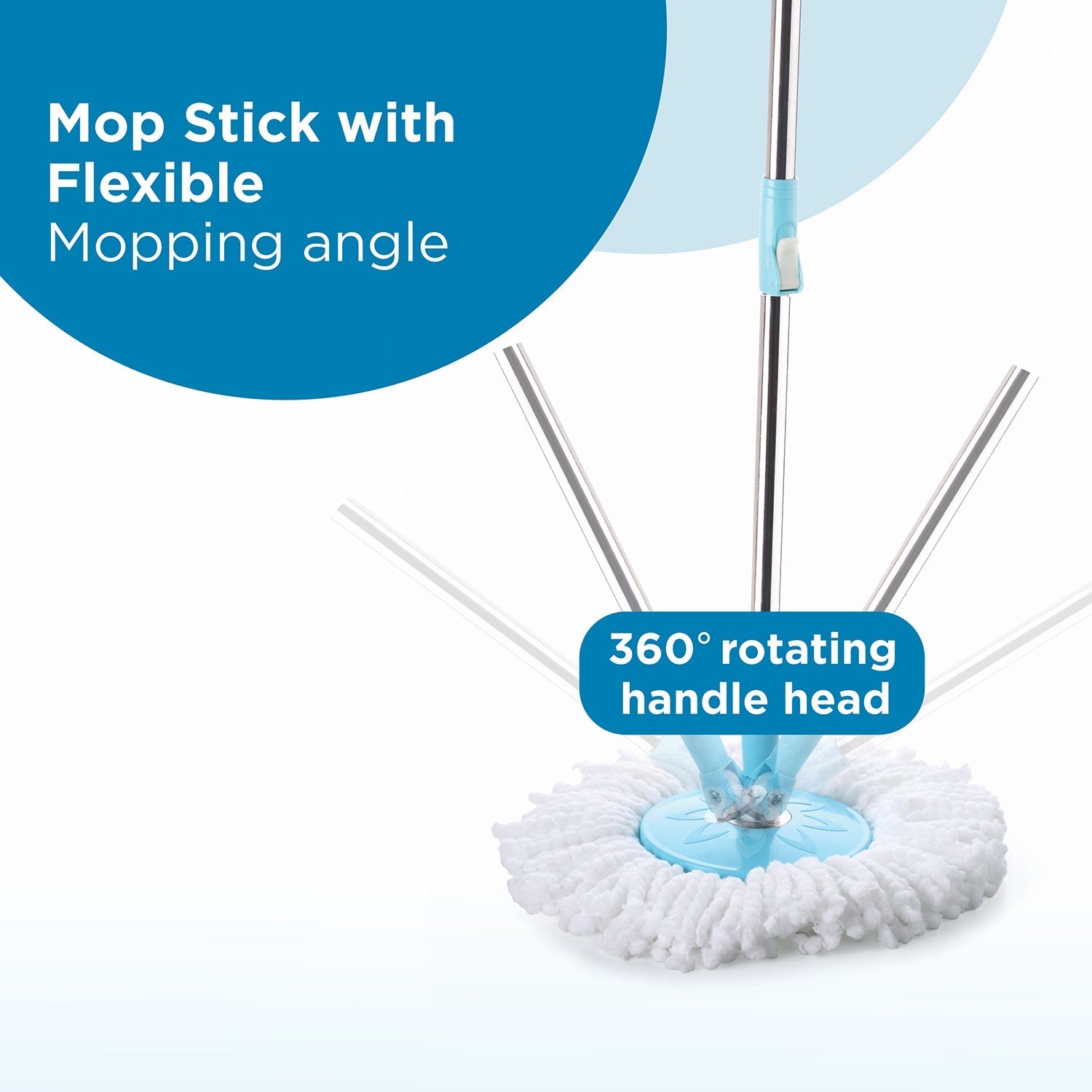 Ganesh 360 Spin Mop with Wheels, showing the auto-fold handle and sturdy design.
