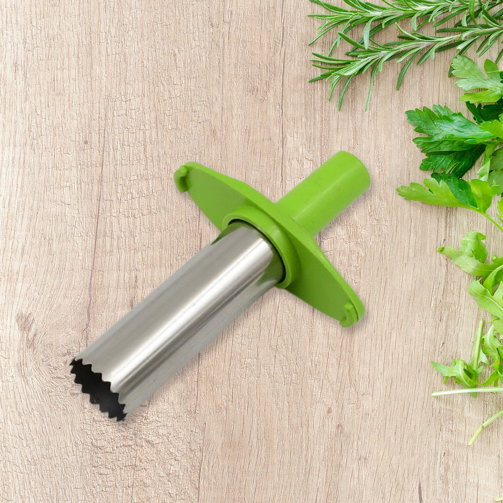 Stainless steel chili corer displayed cleanly on a white background.