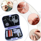 Scale comparison showing small size of compact portable sewing kit