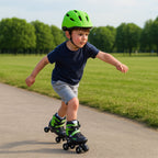 Adjustable kids roller skates with PU wheels and toe stop brake