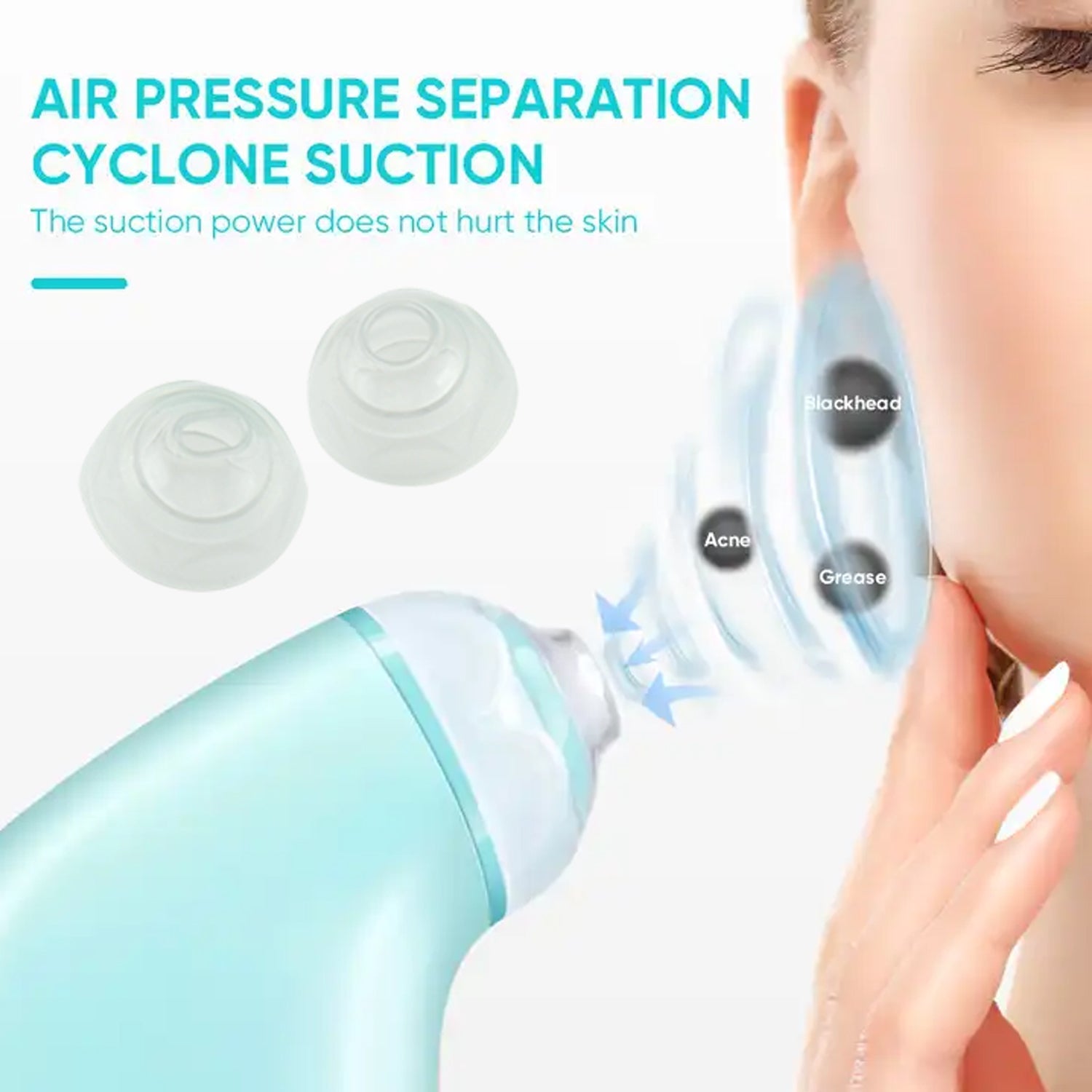 Side view of the ergonomic Vacuum Blackhead Remover for comfortable facial use.