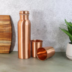 Top-down view of the Copper Water Bottle Set, emphasizing the complete gift collection.