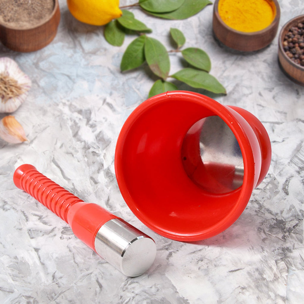 Durable mortar and pestle set made from unbreakable plastic with ergonomic pestle handle