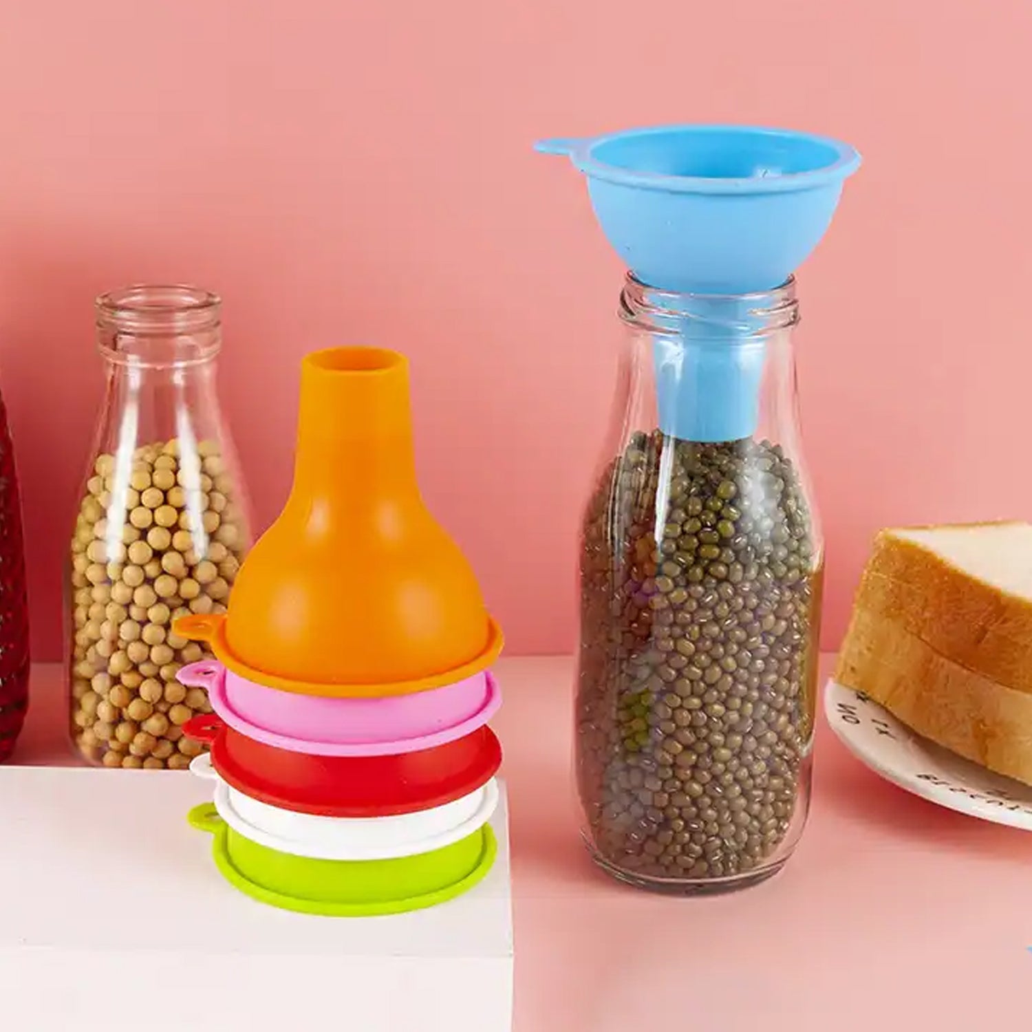 Ergonomic silicone funnel designed for safe and efficient pouring in your kitchen.