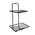 Elegant 2-tier stainless steel soap rack, perfect for bathroom organization.