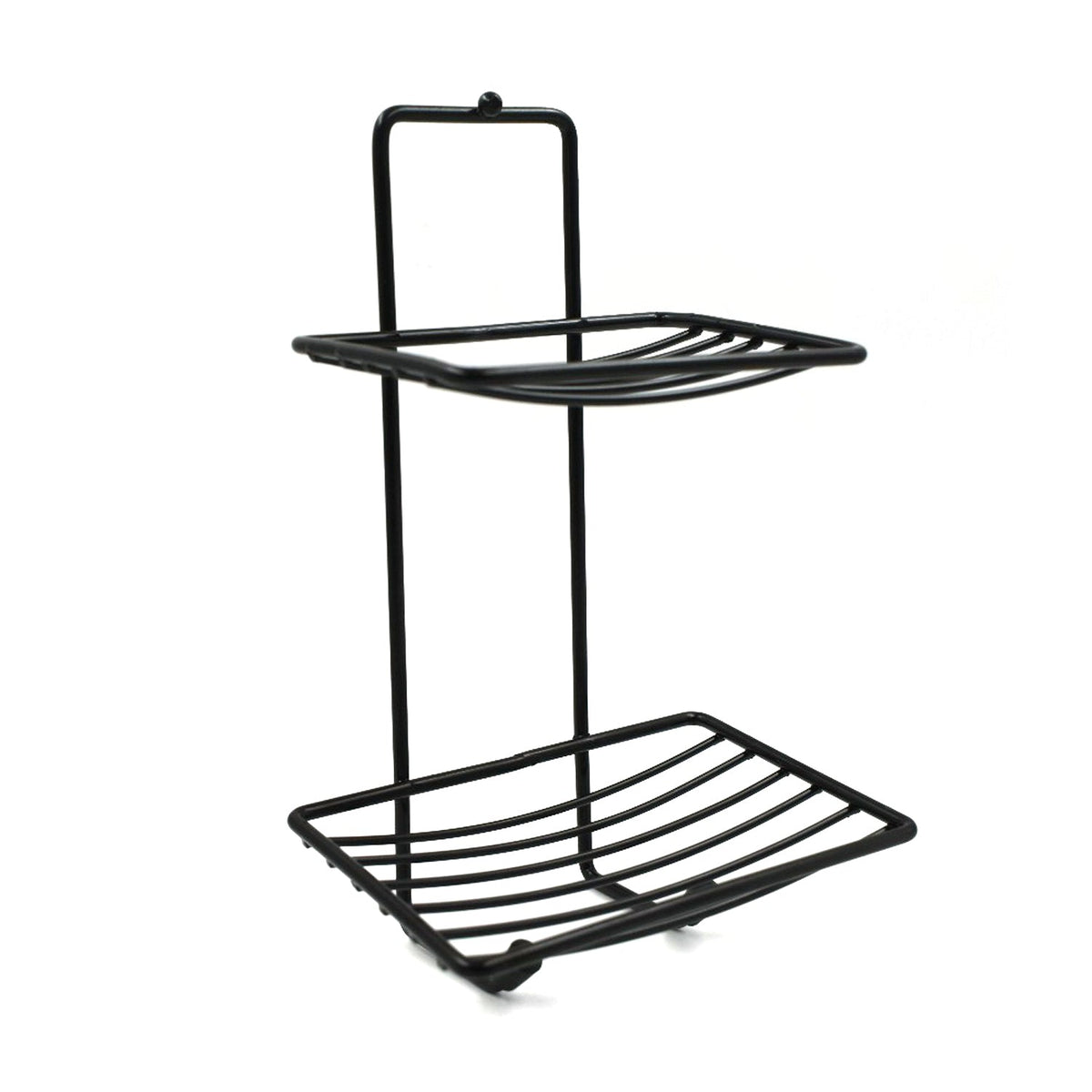Elegant 2-tier stainless steel soap rack, perfect for bathroom organization.