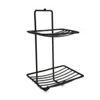 Elegant 2-tier stainless steel soap rack, perfect for bathroom organization.