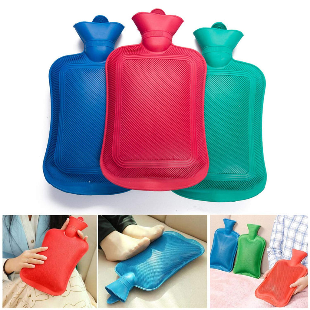 Red rubber hot water bag for pain relief
