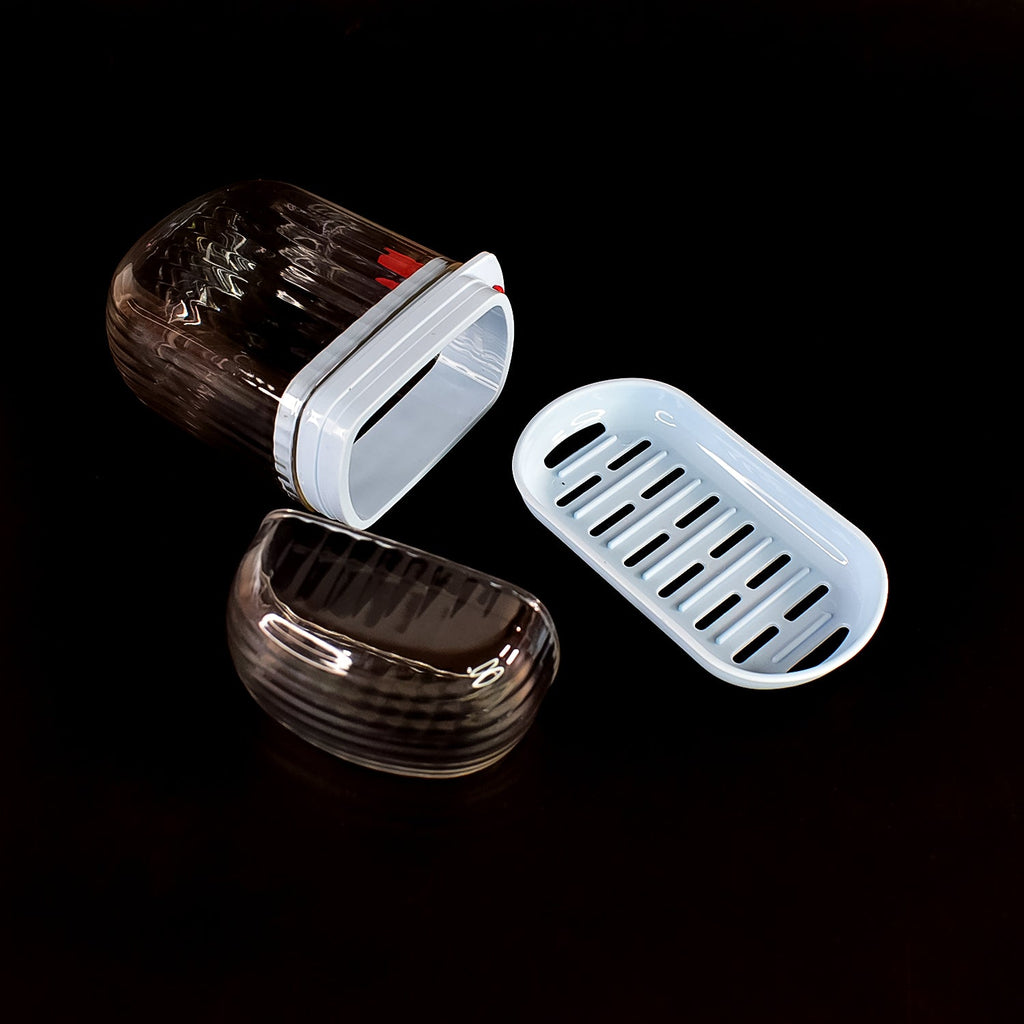 Leakproof design of Apex travel soap case prevents soap spills and mess