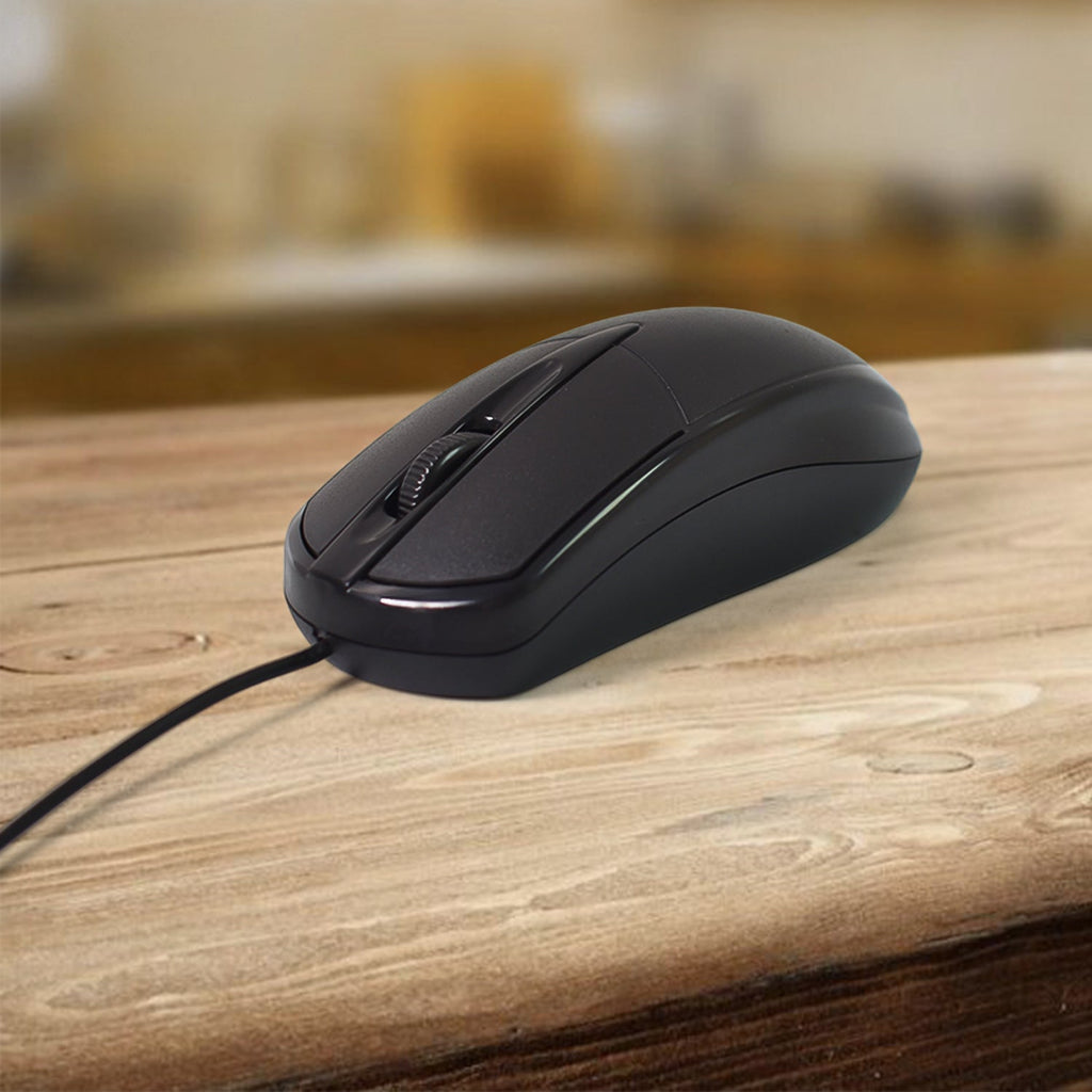 Side profile of the slim wired keyboard, showcasing its sleek design and sturdy construction.
