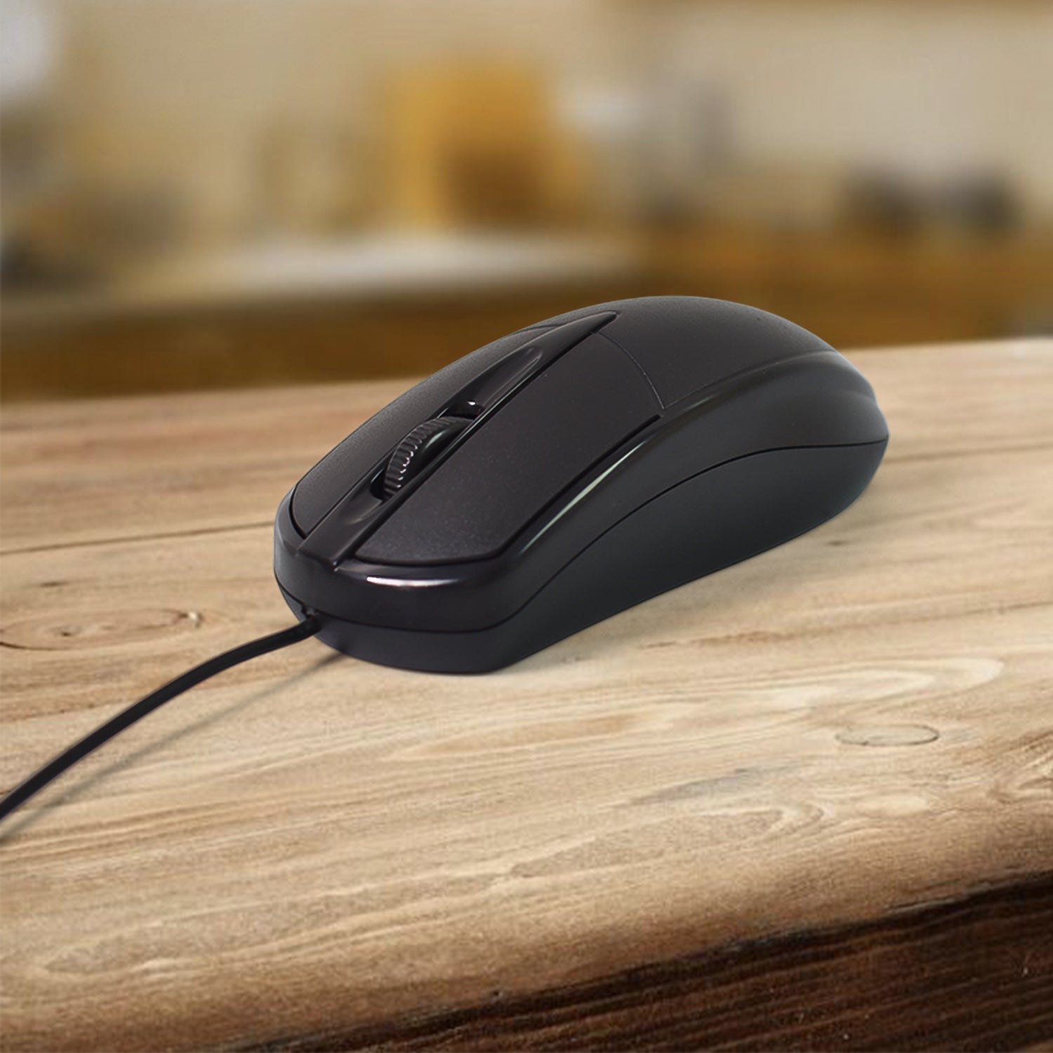 Side profile of the slim wired keyboard, showcasing its sleek design and sturdy construction.