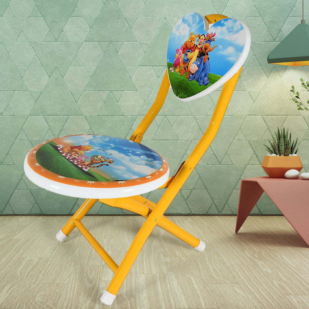 Heart shape cartoon printed kids folding chair with a metal and fibre body.