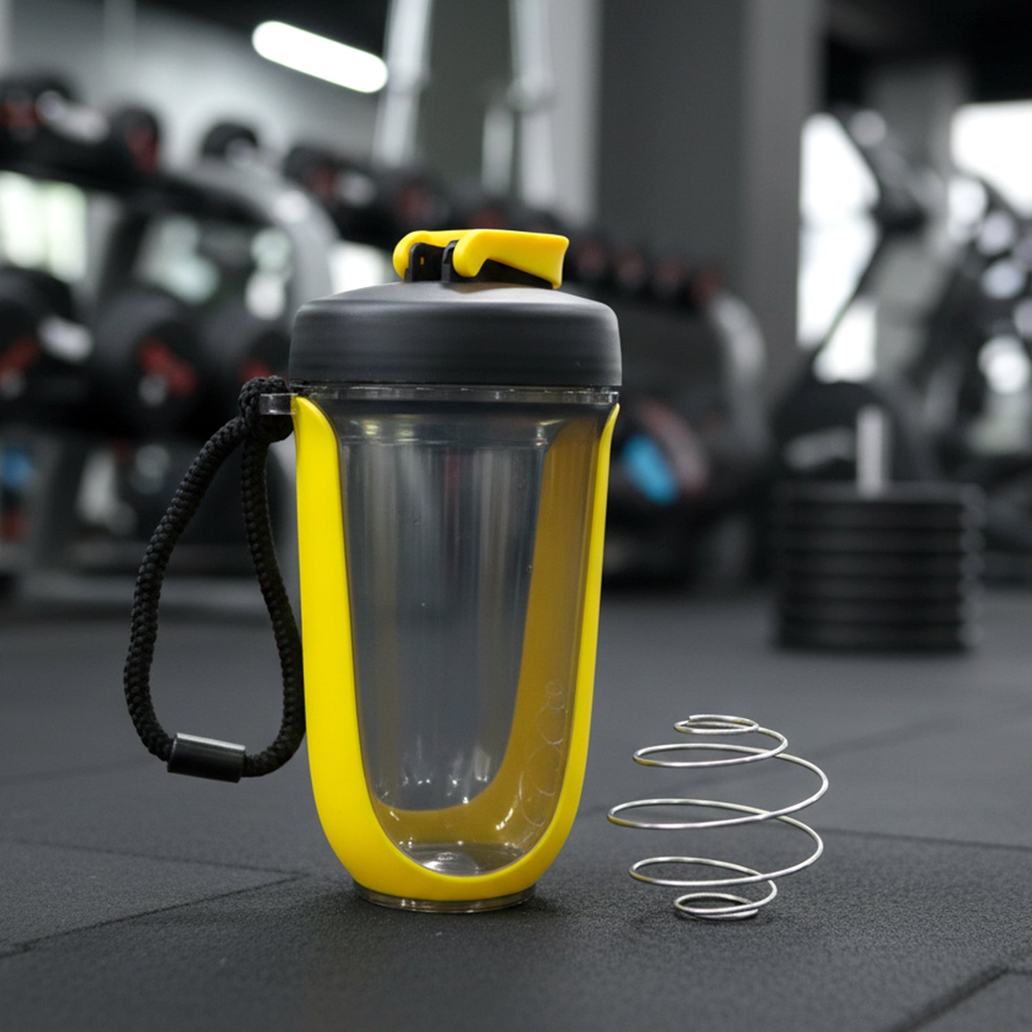 Durable plastic fitness shaker bottle ideal for protein shakes and smoothies