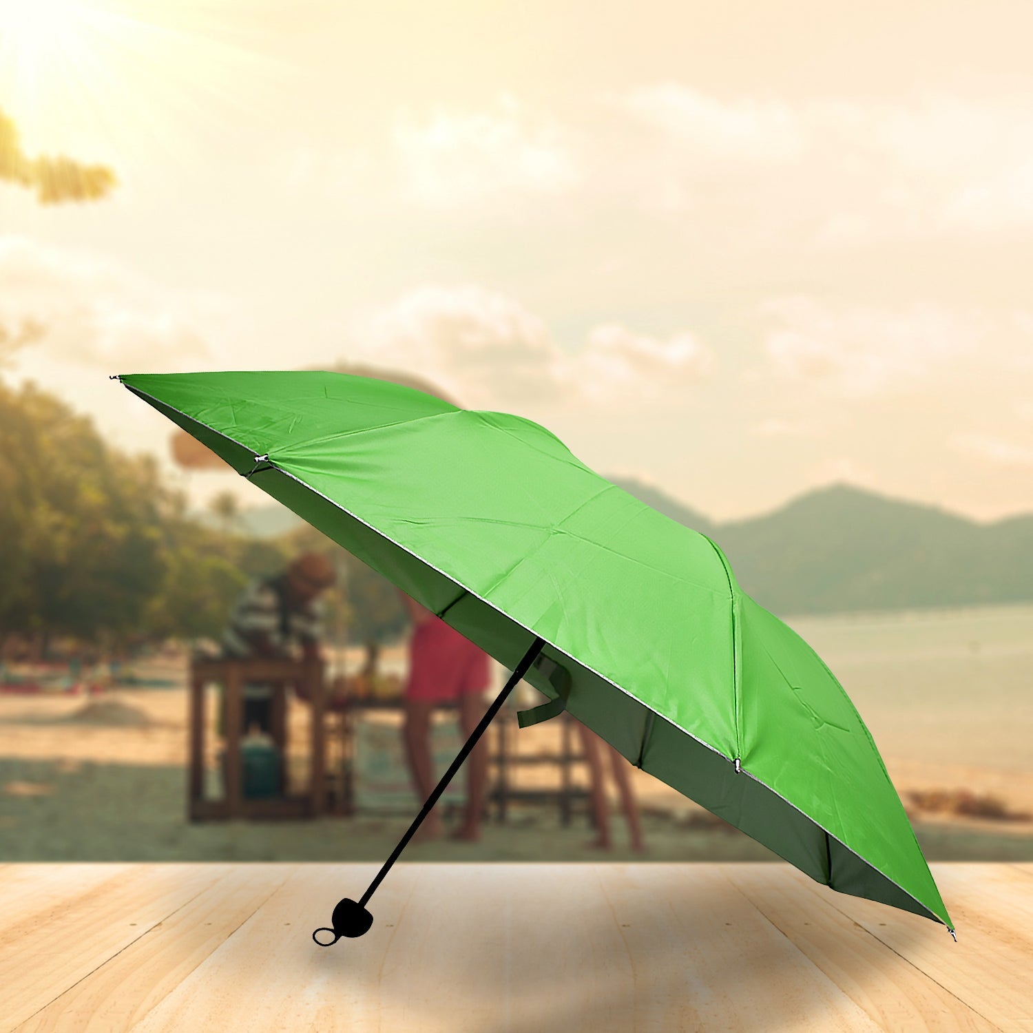 Side view of the lightweight foldable UV umbrella, perfect for daily use.