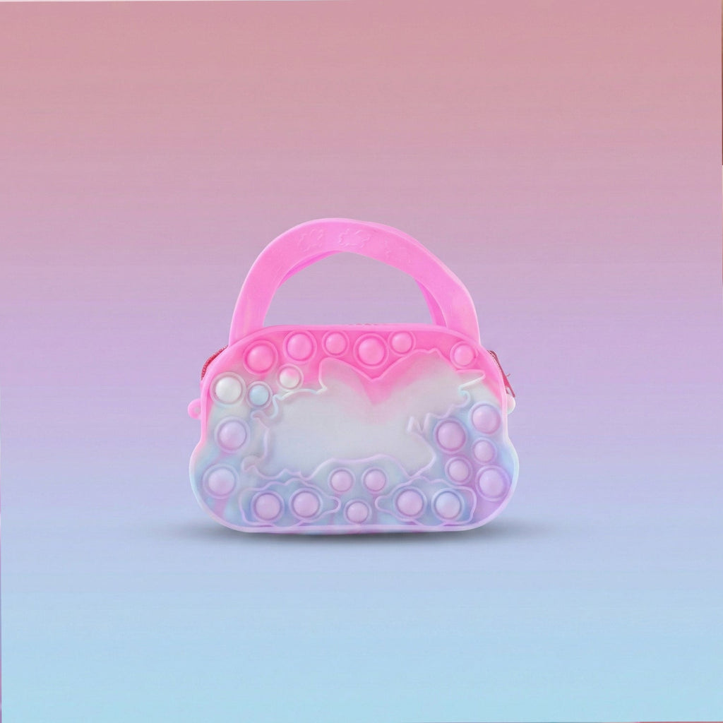 Portable pop it fidget toy purse with handle for easy carrying