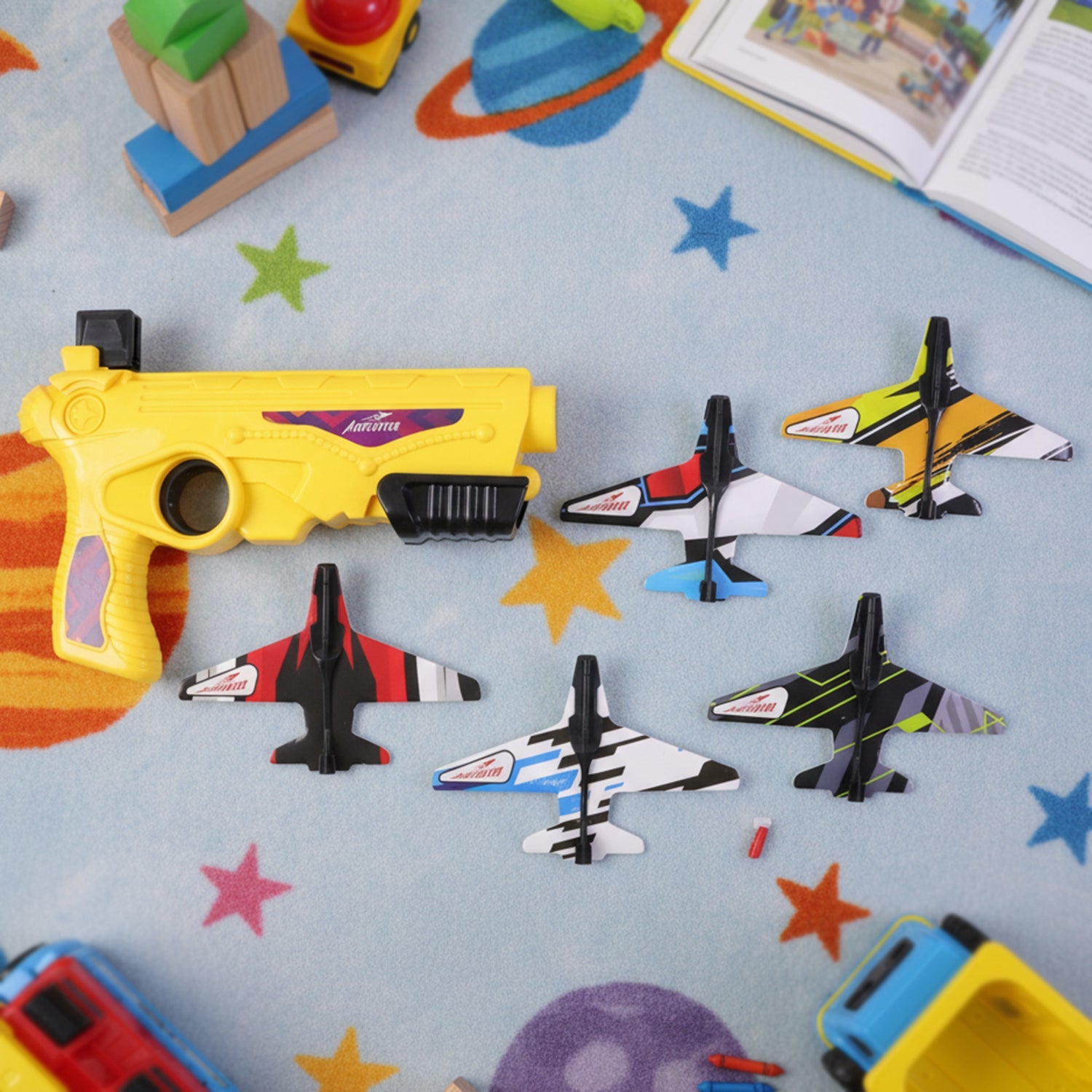 Foam glider planes included in the Air Battle Plane Launcher Toy set