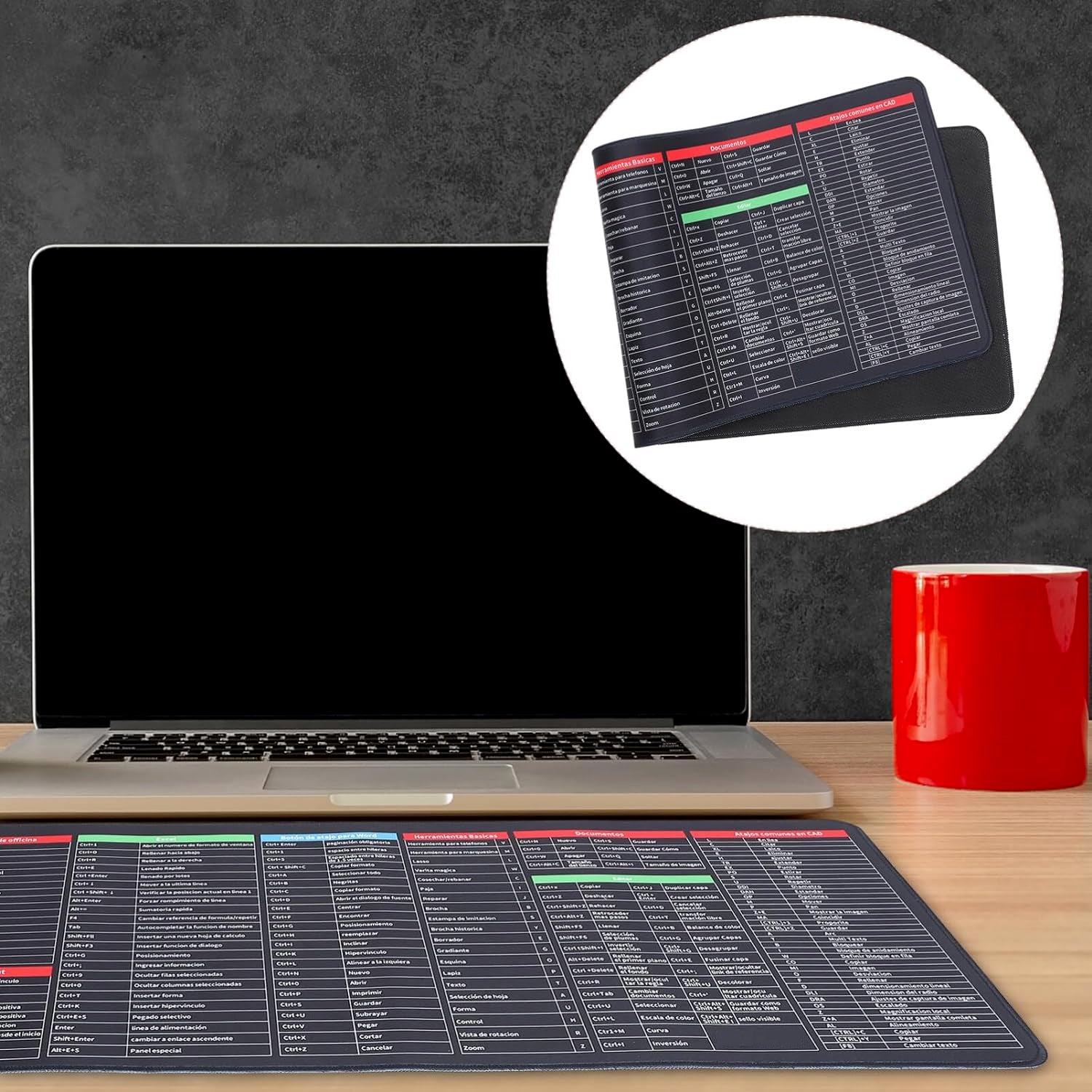 Durable stitched edges of the worko Shortcut Keyboard Mat for long-lasting use.