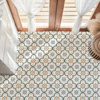 Applying a Peel and Stick Tile to a smooth wall surface, demonstrating simple DIY installation.