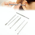Complete 6-piece ear wax removal kit with keychain holder for travel.