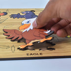 Inventive Play Wooden Bird Puzzle educational toy, showcasing its eco-friendly design.