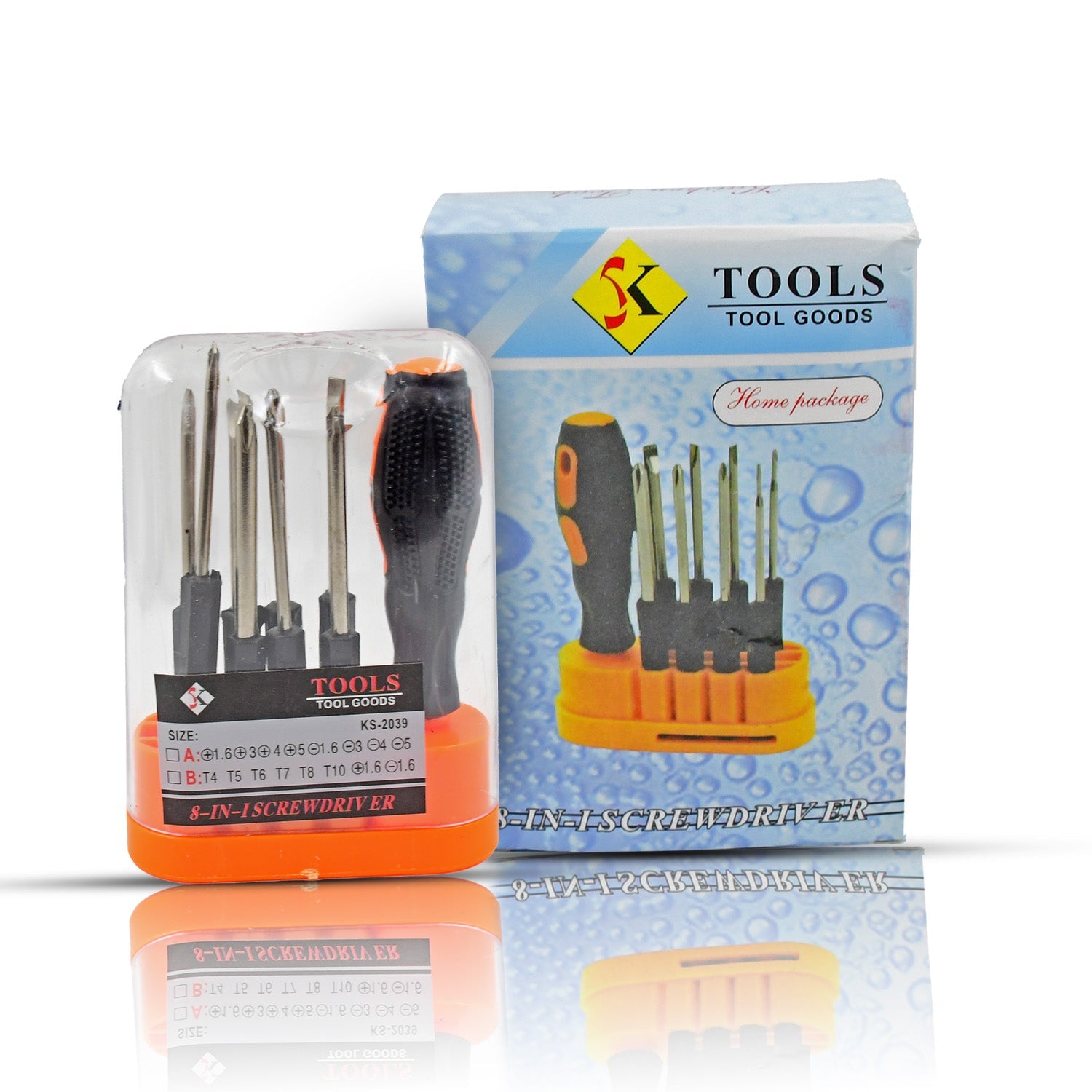 The complete 8-in-1 screwdriver set for mobile phone and electronics repair tasks.