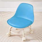 Ergonomic low rolling stool featuring cushioned seat and mobile wheels