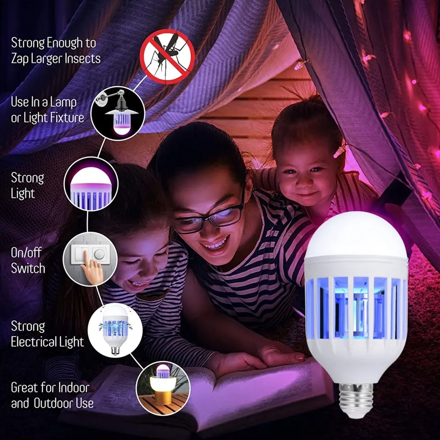 The E27 screw-in base of the mosquito killer lamp, designed for easy installation in standard light fixtures.