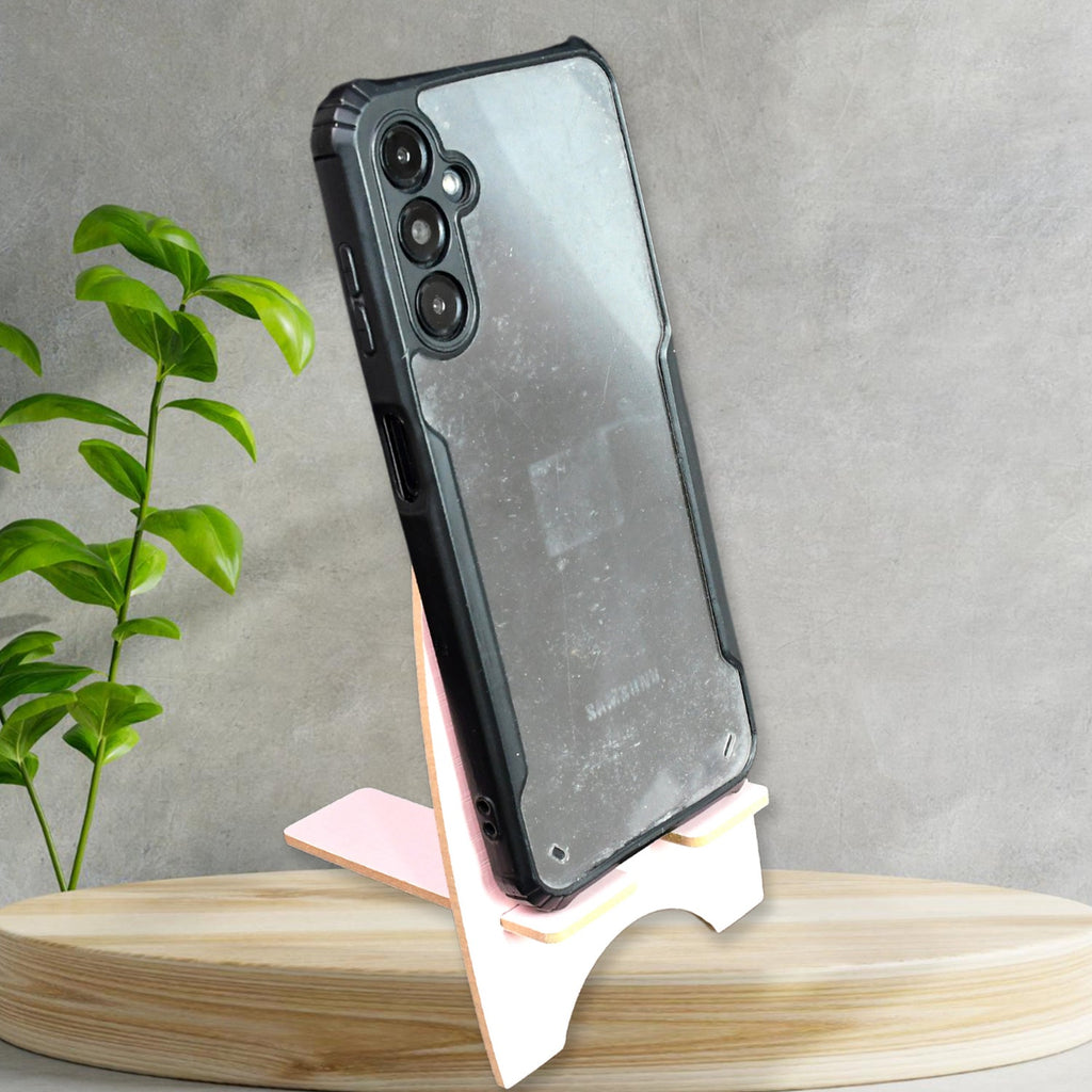 Top-down view of the cute wooden rabbit mobile stand, perfect for hands-free viewing.