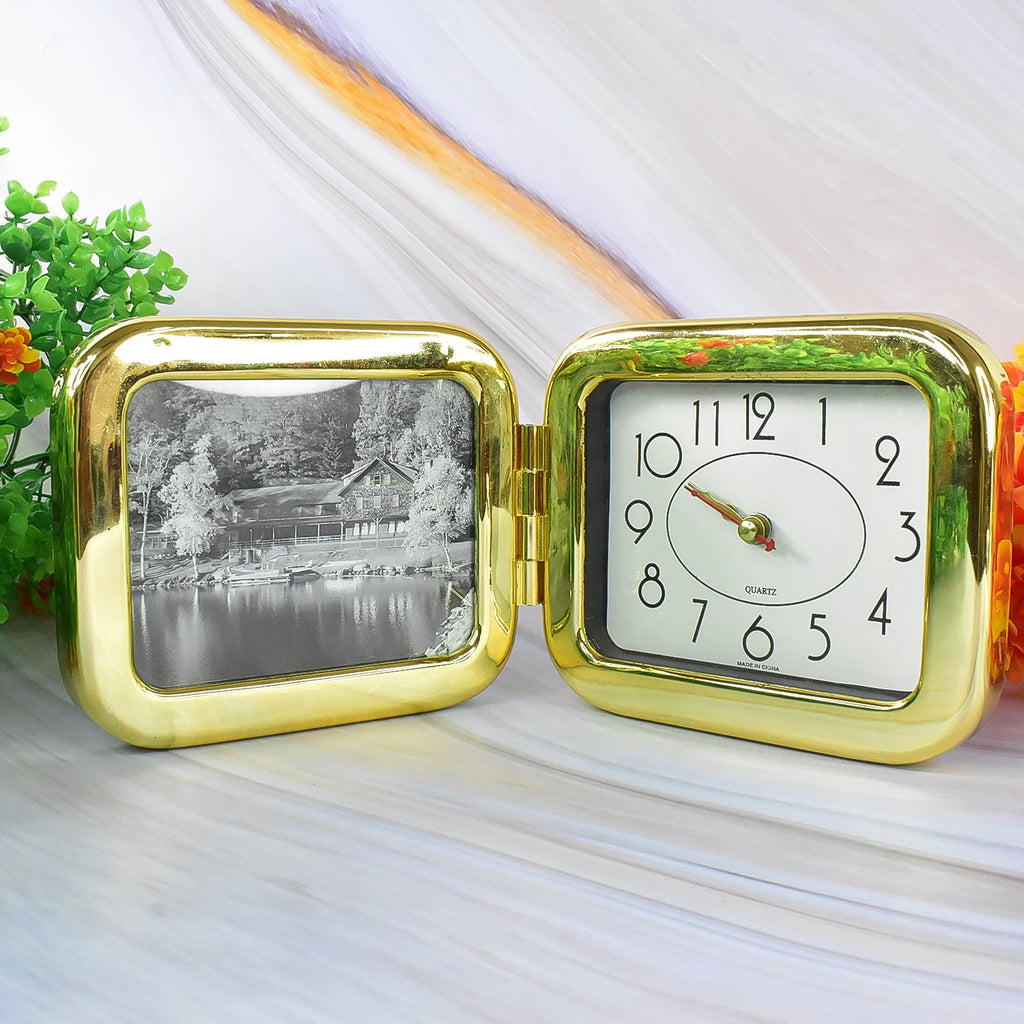Stylish foldable desk clock placed on a modern office desk