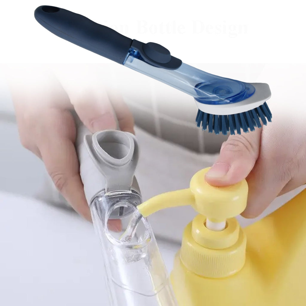 Side view of the kitchen scrub wand handle, highlighting the soap dispensing button.
