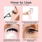 USB rechargeable heated lash curler displaying its convenient charging port.