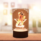 Side view of Lord Shree Ram LED night lamp glowing with warm white light