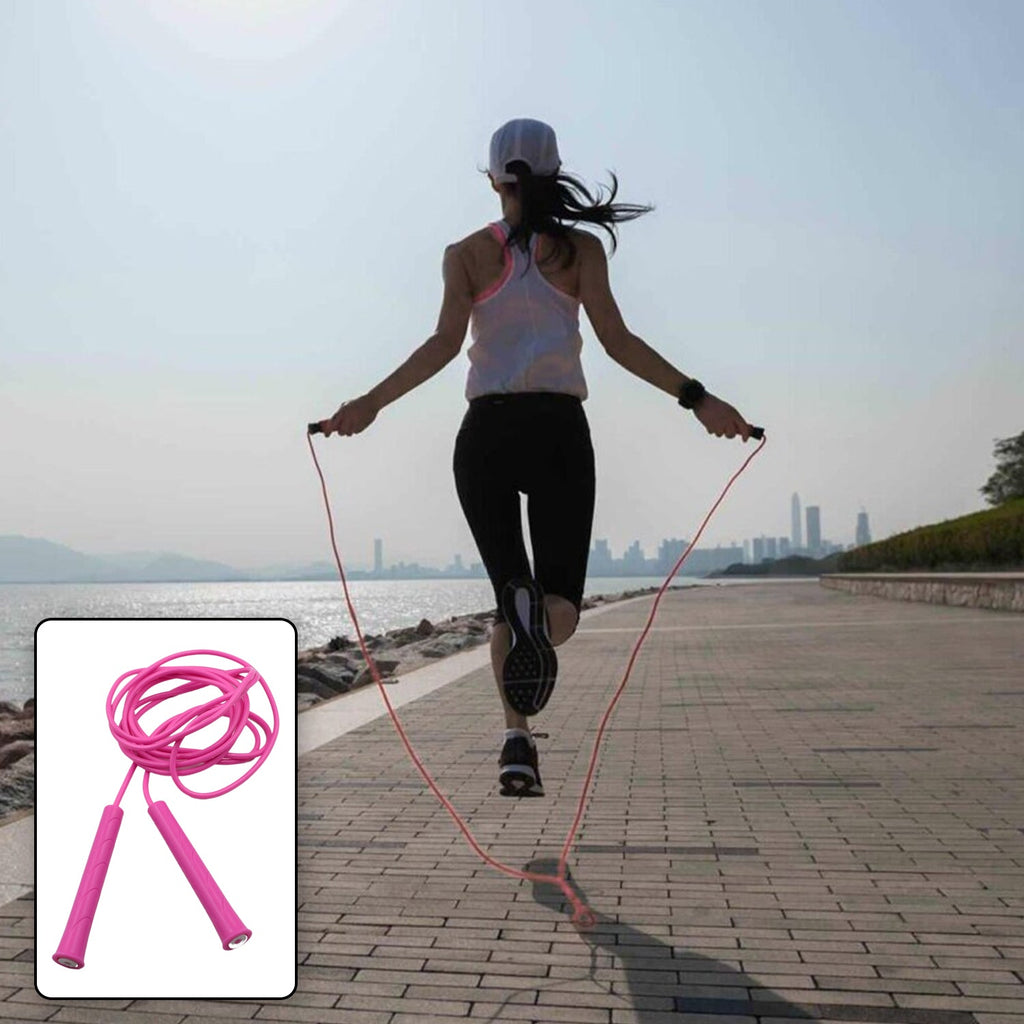 Portable adjustable jump rope neatly packed in a gym bag, ideal for travel.