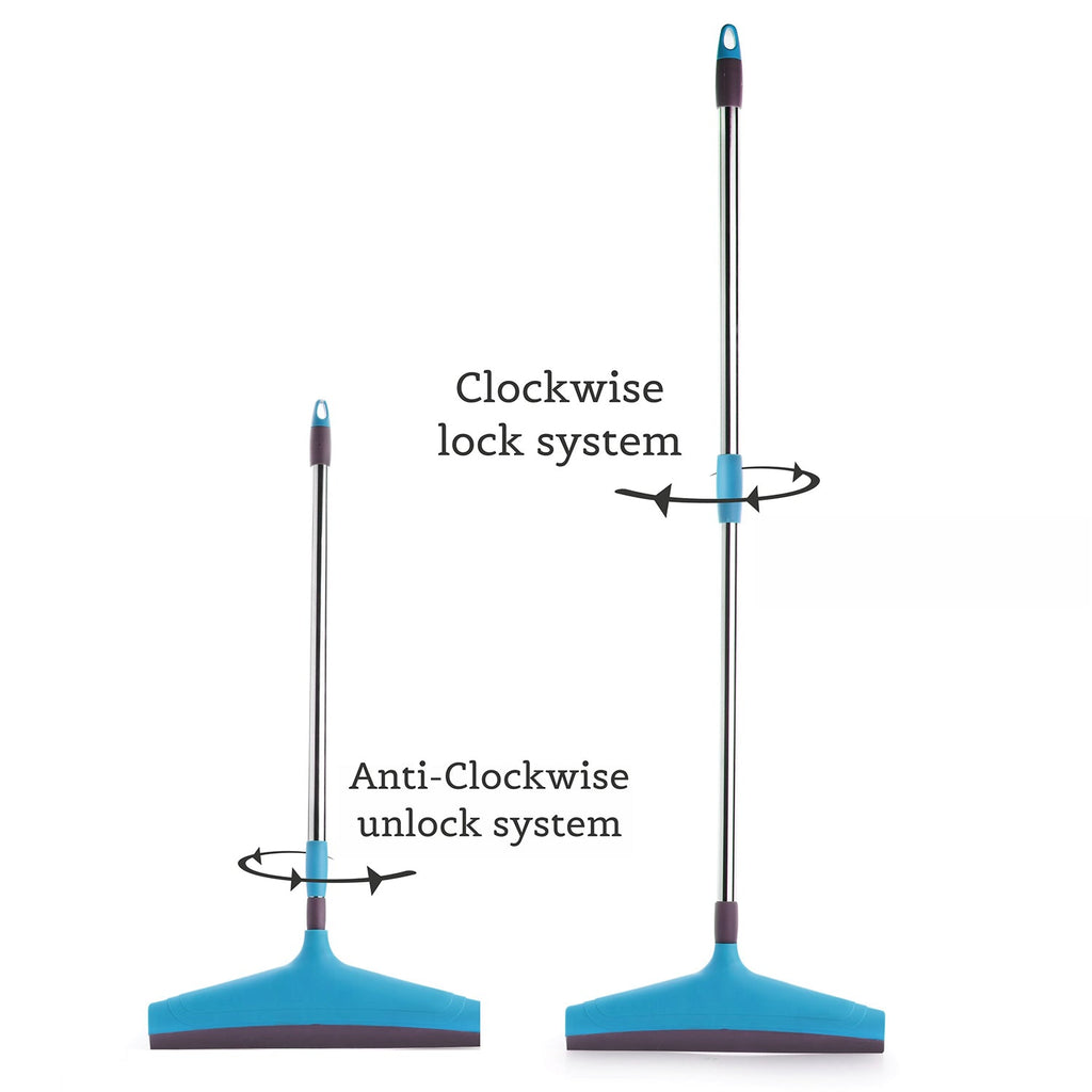 Ergonomic adjustable floor wiper showing its comfortable grip and length.