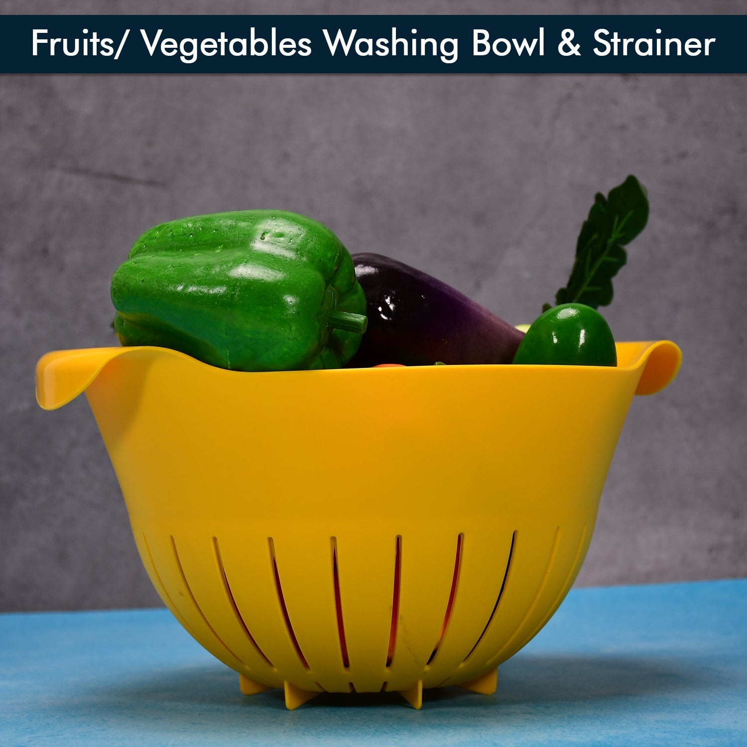 Hand holding the rice washing bowl, demonstrating its ergonomic design for easy straining.