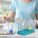 Organized drying rack for baby feeding bottles promoting faster air circulation