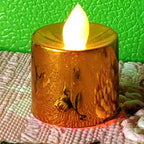 Multiple LED Diya Candles arranged as festive Diwali decoration.