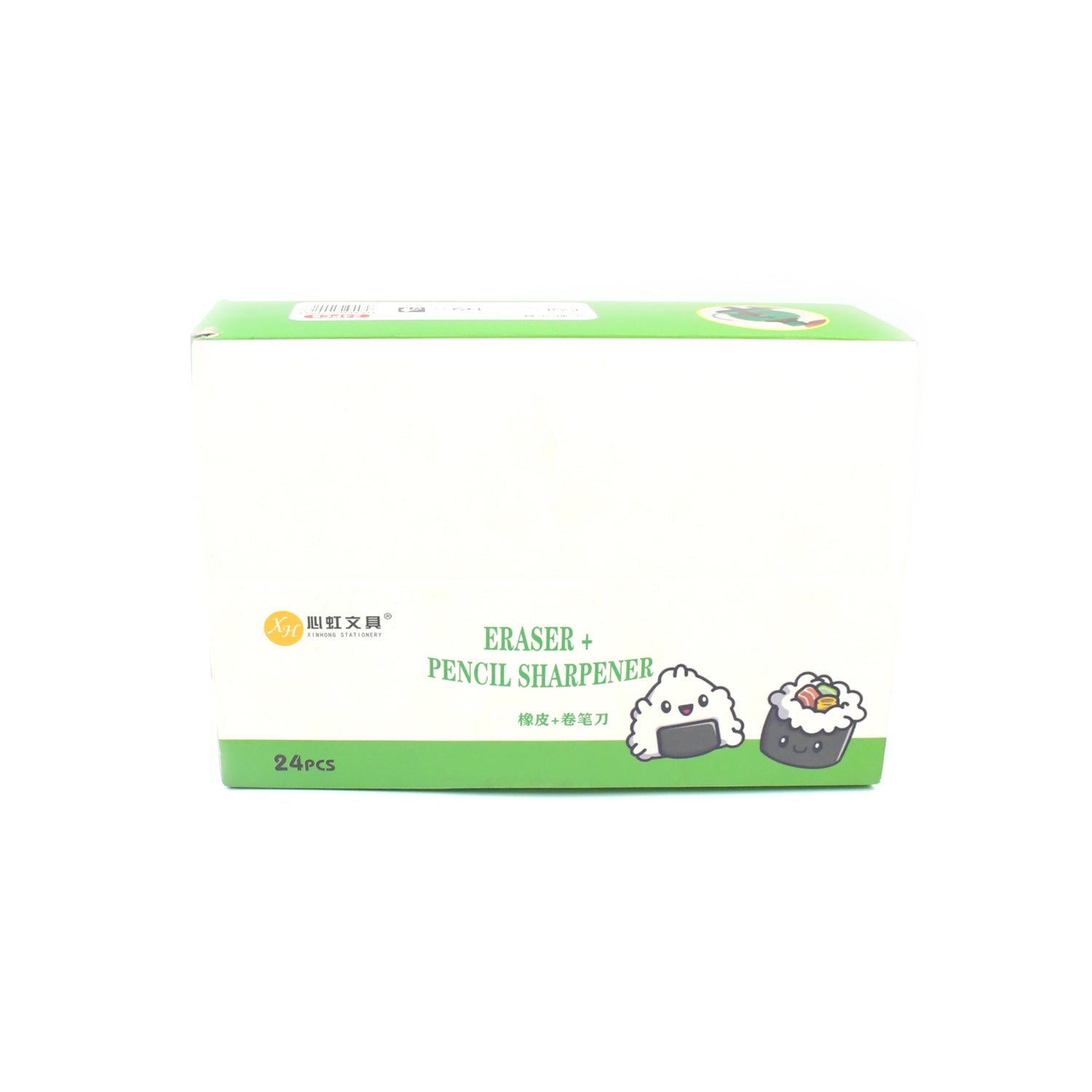 Rear view of the 2-in-1 bottle shape pencil sharpener and eraser set.