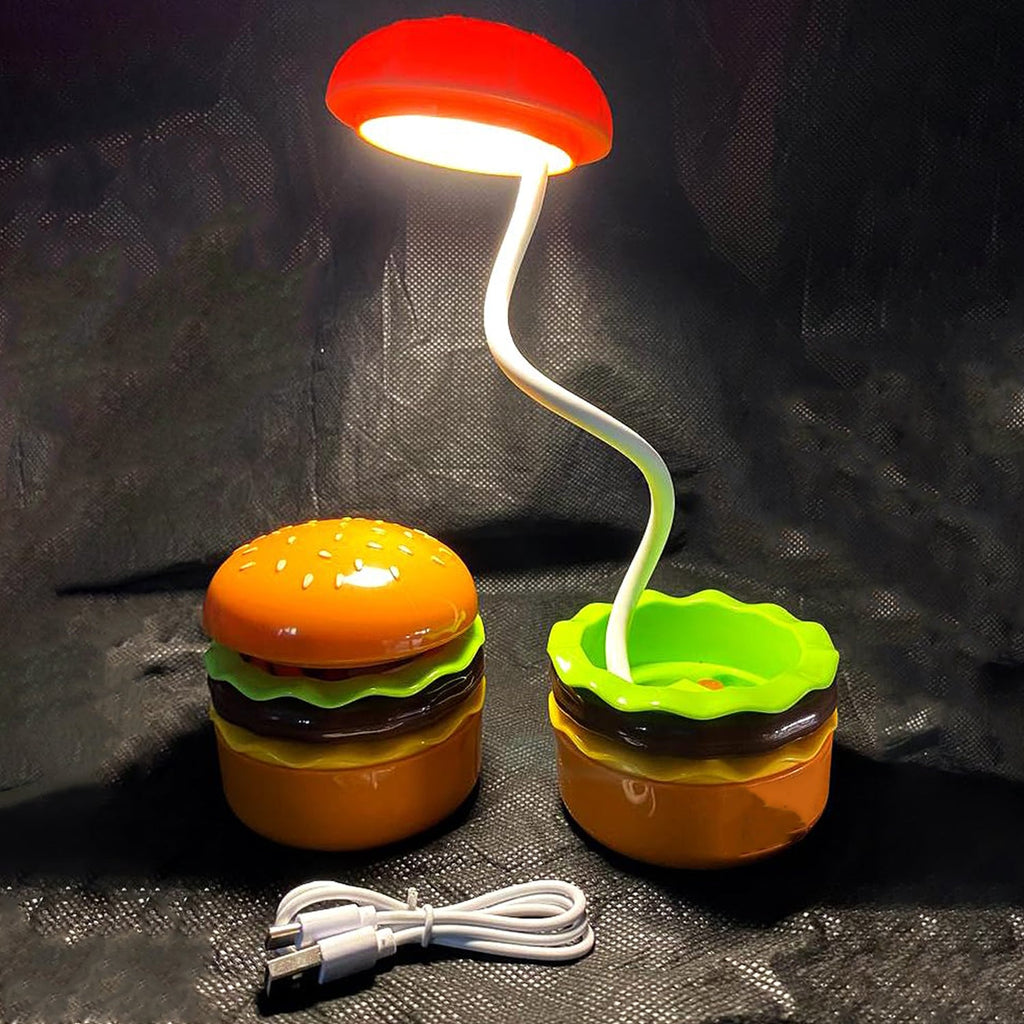 Side view of the portable burger LED night lamp in folded mode.
